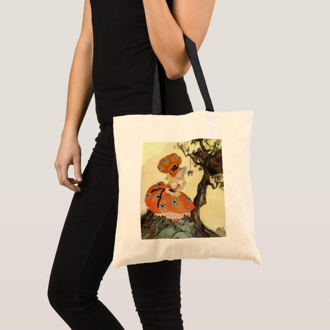 Bolsa Tote Menina Muffet & Spider, Vintage Madre Goose (Frente (produto))