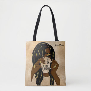 Bolsa Tote Menina Negra Mulher Americana Inspiracional