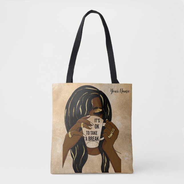 Bolsa Tote Menina Negra Mulher Americana Inspiracional (Frente)
