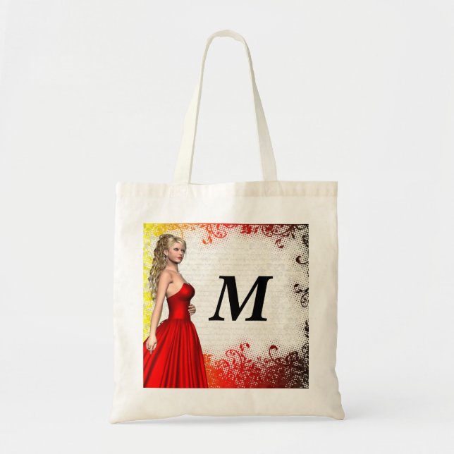 Bolsa Tote Menina no vestido vermelho (Frente)