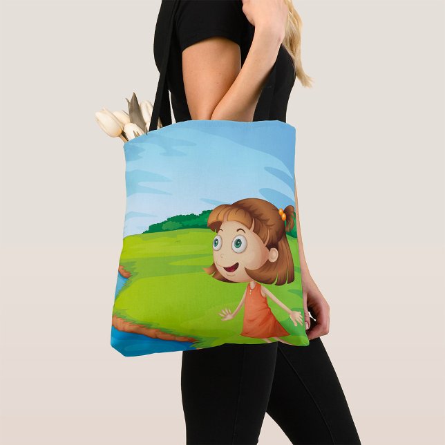Bolsa Tote Menina pela Paisagem Natural do Riverside (Criador carregado)