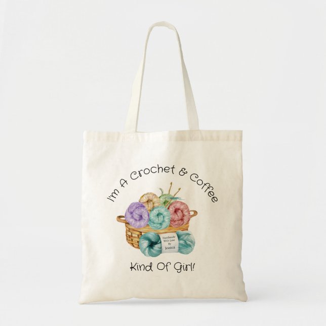 Bolsa Tote Menina Que Crochê Personalizado (Frente)