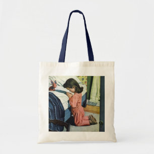 Bolsa Tote Menina rezando na hora de dormir, a oração do Senh