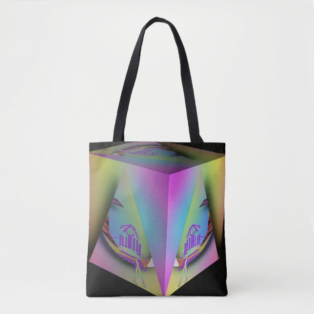 Bolsa Tote Menina Sentada no Cubo da Pirâmide (Frente)
