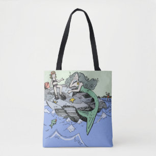 Bolsa Tote Menina Sereia Verão Praia Amizade Caprichosa