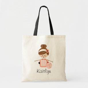 Bolsa Tote Menina triguenha bonito de confecção de malhas d