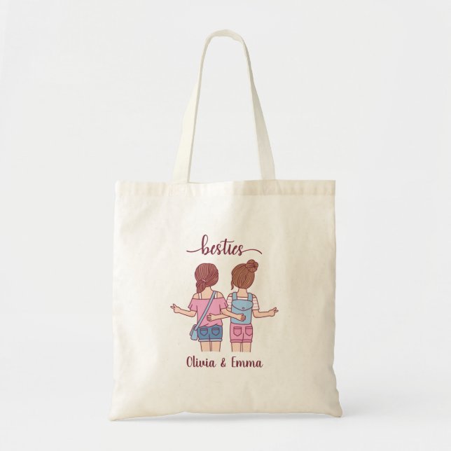 Bolsa Tote Meninas Besties Melhores Amigos Personalizados (Frente)
