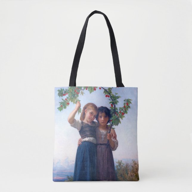 Bolsa Tote Meninas com O Ramo de Cereja, Bouguereau (Frente)