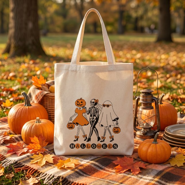 Bolsa Tote Meninas de Halloween Fofas Esqueleto Fantasma Abób (Criador carregado)