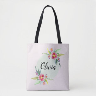 Bolsa Tote Meninas Flores Botânicas de Primavera Bonito e Fi