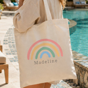 Bolsa Tote Meninas Fofo Rosa Pastel Arco-Íris Crianças