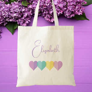 Bolsa Tote Meninas Fofo Tendência Coração Arco-íris Moderno S