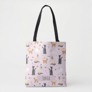Bolsa Tote Meninas Gatinhas Gatinhas Bonitas Padrão e Filhos