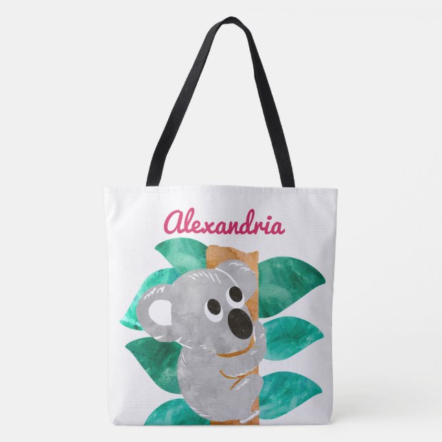 Bolsa Tote Meninas personalizadas do animal do urso de Koala (Frente)