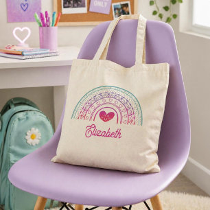 Bolsa Tote Meninas Personalizadas Fofo Boho Caprichoso Arco-í