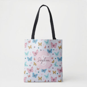 Bolsa Tote Meninas Pink Butterfly Monograma Kids Cuecas