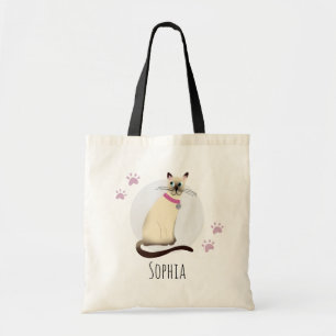Bolsa Tote Meninas Ponto De Foca Cortado Siamês Gata De Gato