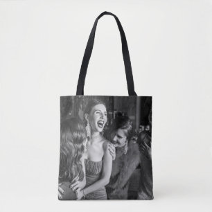 Bolsa Tote Meninas que estão rindo: foto na moda preto-branco