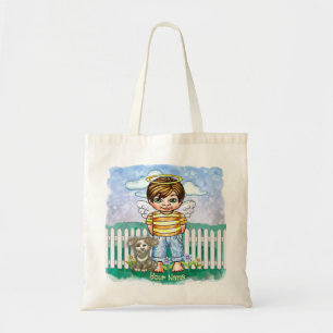 Bolsa Tote Menino Anjo e Cachorro 