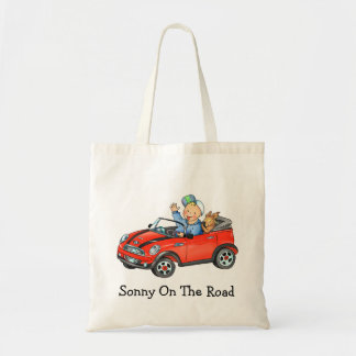 Bolsa Tote Menino e cão no saco vermelho do carro do