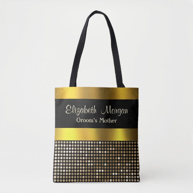 Bolsa Tote Menino Elegante Menino Elegante Dourado Damasco Em (Frente)
