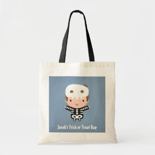 Bolsa Tote Menino Esqueleto Fofo Sacola de Halloween