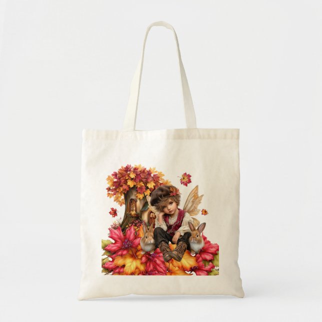 Bolsa Tote Menino Fada do Clã Maple com Coelhos (Frente)