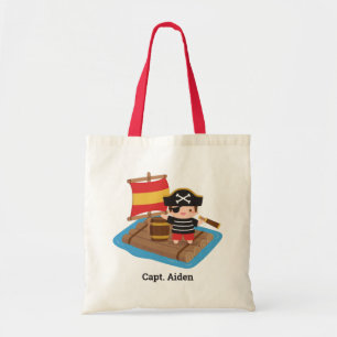 Bolsa Tote Menino Pirata Fofo Navegando Jangada Personalizado