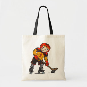 Bolsa Tote Menino que joga o hóquei