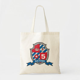Bolsa Tote Meninos cavaleiros escudo nome águia azul vermelho