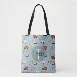 Bolsa Tote Meninos Cute Blue Transport Patterm Kids