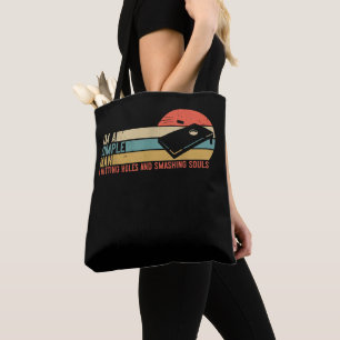 Bolsa Tote Mens Eu Sou Um Homem Simples Vintage Cornhole
