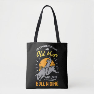 Bolsa Tote Mens Never Underestimate An Old Man Who Loves Bull