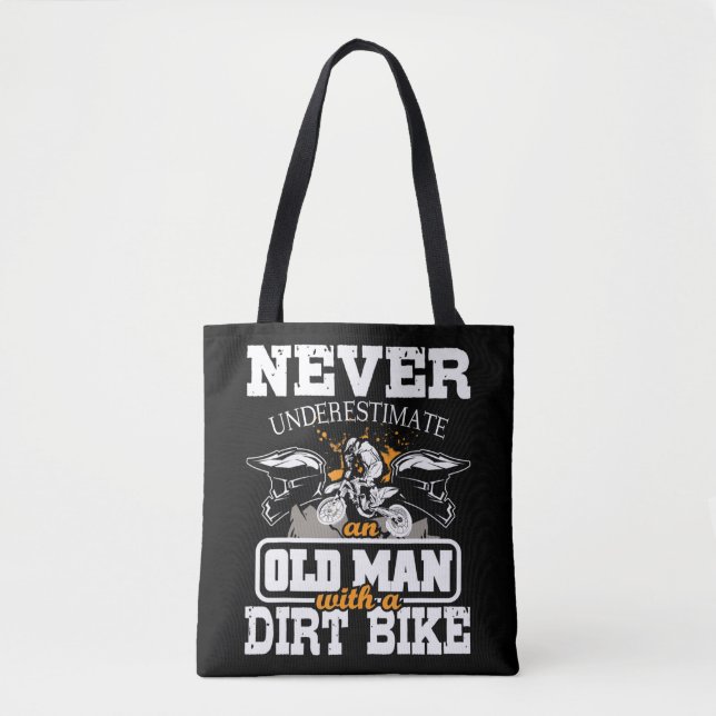 Bolsa Tote Mens Never Underestimate An Old Man With A Dirt Bi (Frente)
