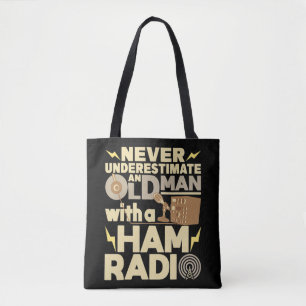 Bolsa Tote Mens Nunca Subestimam Um Velho Com Um Rad De Mama