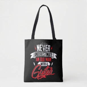 Bolsa Tote Mens Nunca Subestime um Velho com Violão