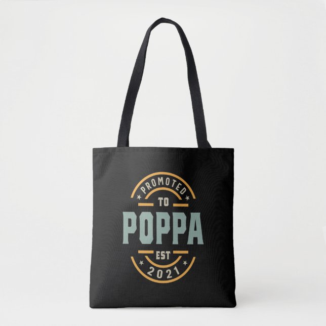 Bolsa Tote Mens Promovidos Para Poppa Est. 2021 - Pai Grandpa (Frente)
