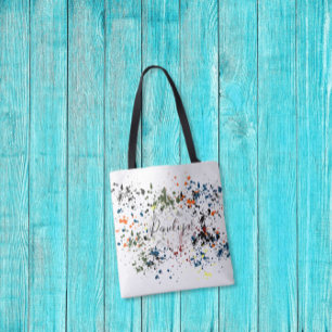 Bolsa Tote Mensageiro Splatters Moderno Abstrato do Seu Nome