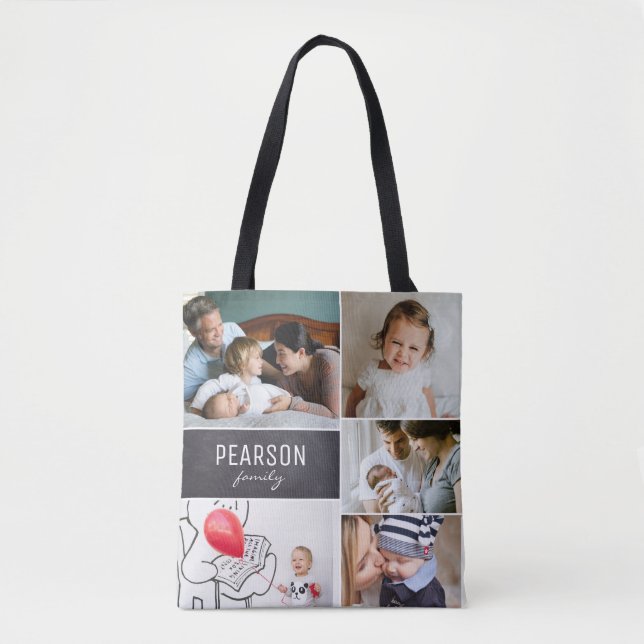 Bolsa Tote Mensagem especial Colagem de fotos da família pers (Frente)