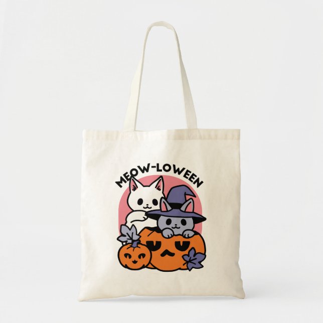 Bolsa Tote Meow-Loween - Design de Gato de Halloween (Frente)