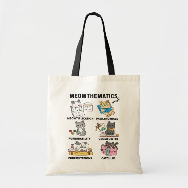 Bolsa Tote Meowtemática Piadas Matemáticas de Gatos para Aman (Frente)