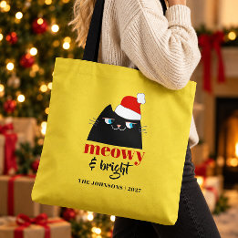 Bolsa Tote Meowy & Bright Personalizado Natal Gato