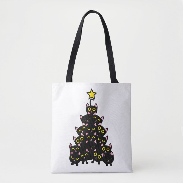 Bolsa Tote Meowy Catmas Engraçado Natal (Frente)