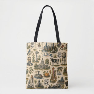 Bolsa Tote Mercado da Rota 66 de Illinois Skyline