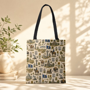 Bolsa Tote Mercado da Rota 66 Kansas Prairie