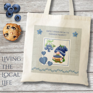 Bolsa Tote Mercado de Fazendeiros de Mirtilo Gnomo Azul Capri
