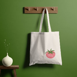Bolsa Tote Mercado de Tomate Botânico Minimalista Personaliza