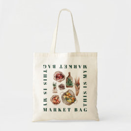 Bolsa Tote Mercado, Horticultura Vegetal Eco Aquarela Verde