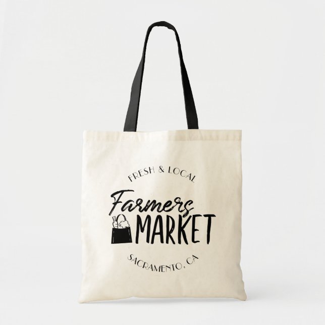Bolsa Tote Mercado Personalizado dos Agricultores Locais (Frente)
