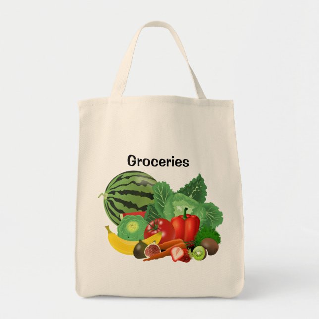 Bolsa Tote Mercearia de Frutas e Legumes (Frente)